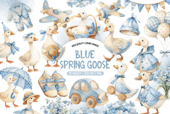 Download Watercolor Blue Spring Goose Clipart - Clip Collection