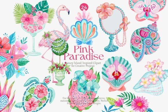 Download Pink Tropical Clipart Set - Clip Collection