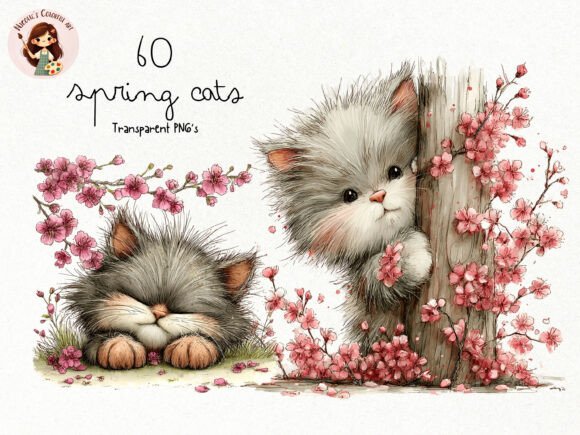 Download Spring Cat Clipart PNG Bundle - Clip Collection
