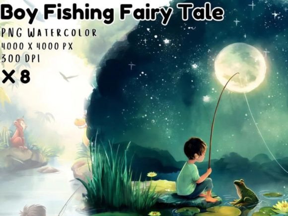 Download Watercolor Boy Fishing Clipart Image - Clip Collection