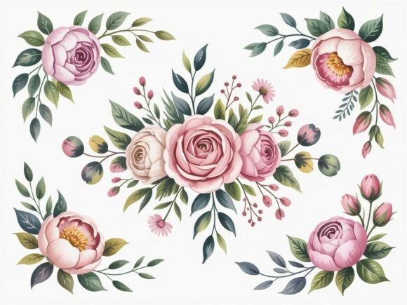 Download Delicate Watercolor Floral Clipart Set - Clip Collection