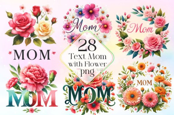 Download Text Mom Decorated with Flower Clipart - Clip Collection