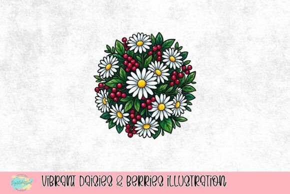 Download Vibrant Daisies &amp; Berries Illustration - Vibrant Collection