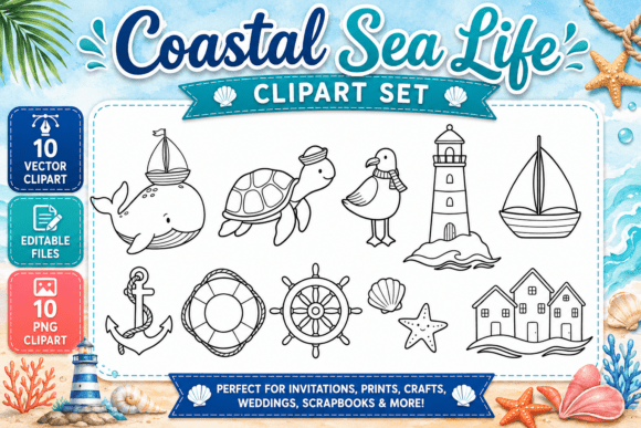 Download Coastal Sea Life Digital Clipart PNG - Clip Collection