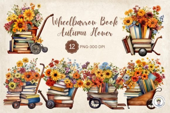 Download Wheelbarrow Books Autumn Flower Clipart - Clip Collection