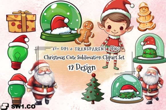 Download Christmas Cute Sublimation Clipart Set - Clip Collection