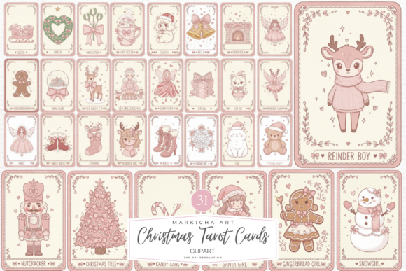 Download Pink Christmas Tarot Cards Clipart - Clip Collection