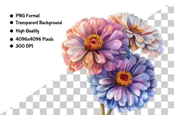 Download Watercolor Zinnia Flower PNG Clipart - Premium Resources
