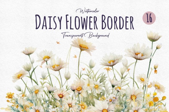 Download Watercolor Daisy Flower Border Clipart - Clip Collection