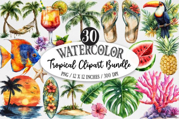 Download Tropical Clipart Bundle - Clip Collection