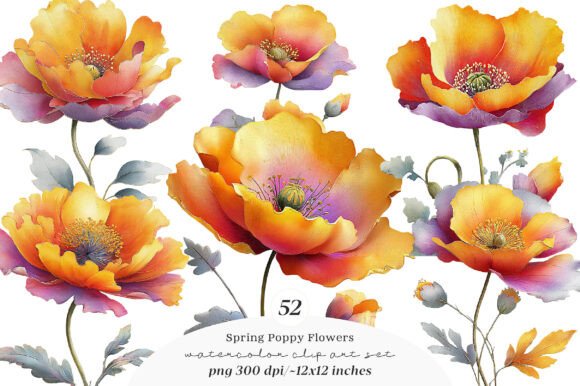 Download Whimsical Spring Poppy Flowers Clipart - Clip Collection