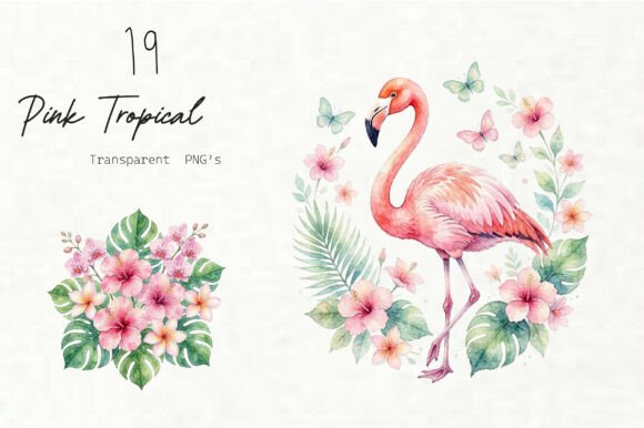 Download Pink Tropical Clipart Set - Clip Collection