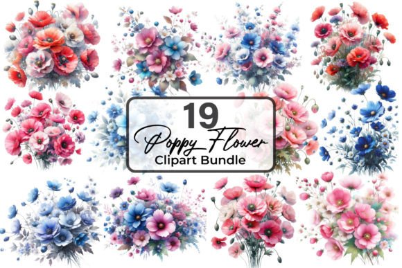 Download Watercolor Poppy Flowers Clipart Bundle - Clip Collection
