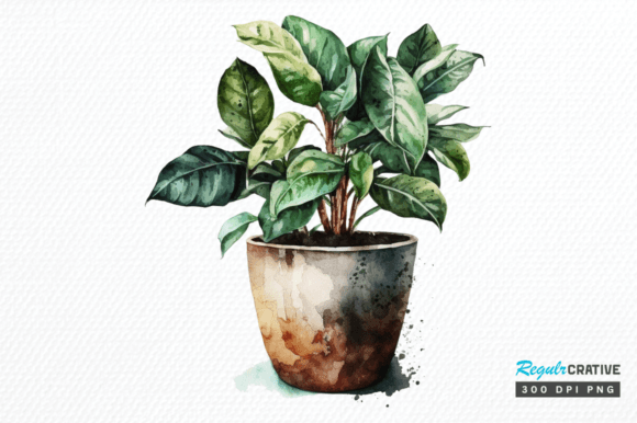 Download Watercolor Potted Plant Clipart Design - Clip Collection
