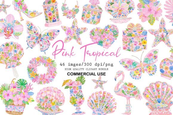 Download Pink Tropical Clipart Set - Clip Collection