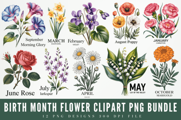Download Birth Month Flower Clipart PNG Designs - Clip Collection
