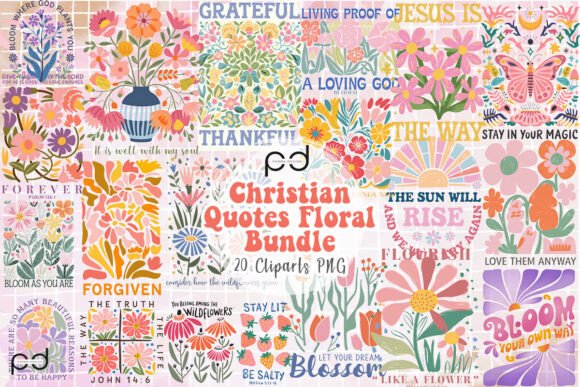 Download Christian Quotes Floral Bundle Clipart - Clip Collection