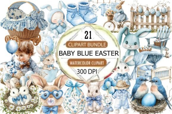 Download Baby Blue Easter Watercolor Clipart - Clip Collection