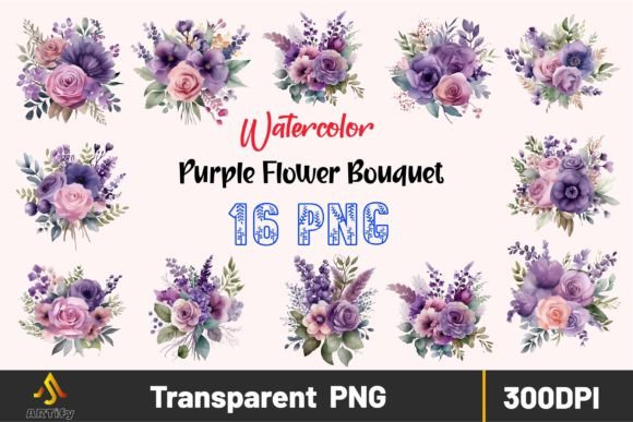 Download Watercolor Purple Flower Bouquet Clipart - Clip Collection