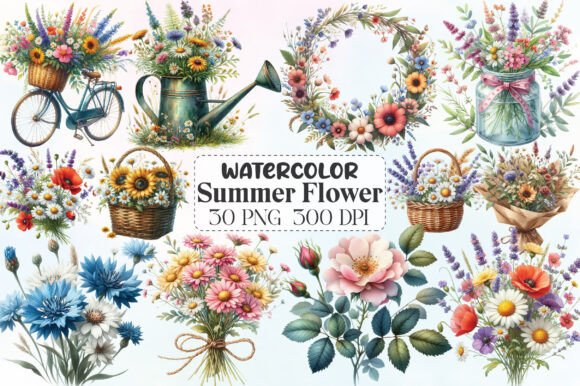 Download Watercolor Summer Flower Clipart - Clip Collection