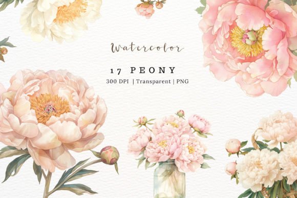 Download Vintage Peony Watercolor Clipart - Clip Collection