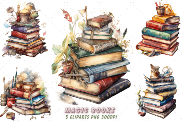 Download Cute Magic Books Watercolor Clipart - Clip Collection