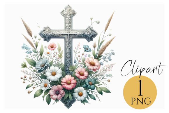 Download Elegant Floral Cross Clipart PNG | Chris - Clip Collection