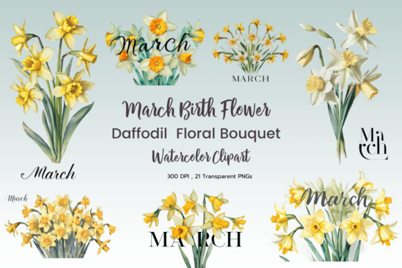 Download Daffodils March Birth Flower Clipart - Clip Collection