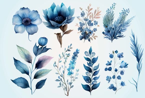 Download Blue Watercolor Flower Clipart - Clip Collection