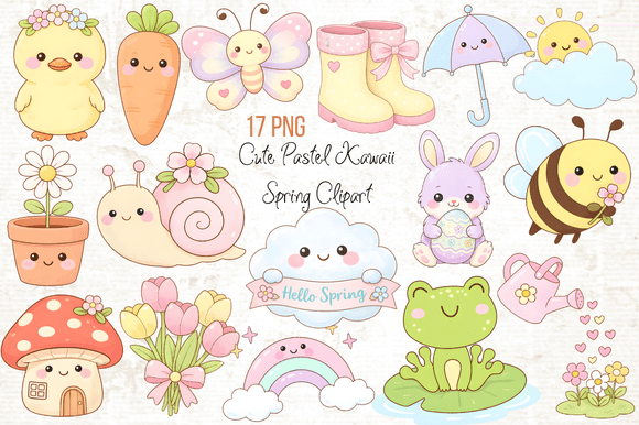 Download Cute Pastel Kawaii Spring Clipart PNG - Clip Collection