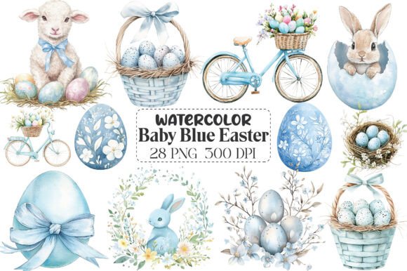 Download Baby Blue Easter Watercolor Clipart - Clip Collection