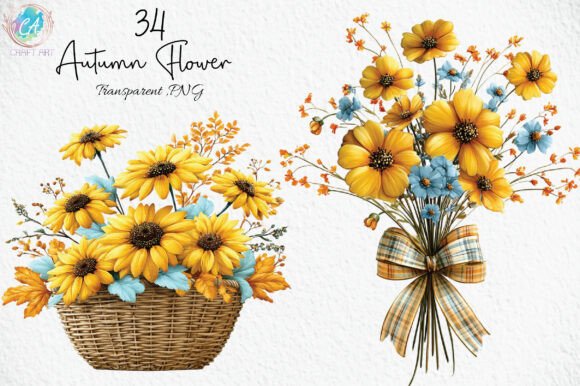 Download Whimsical Autumn Flower Clipart Bundle - Clip Collection