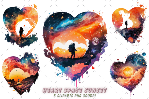 Download Heart Space Sunset Watercolor Clipart - Clip Collection