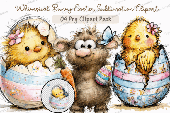 Download Whimsical Bunny Easter Clipart PNG,Cute - Clip Collection