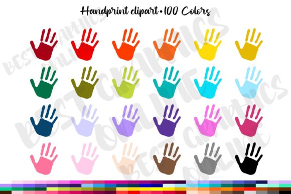 Download 100 Kids Hand Prints Planner Clipart Set - Clip Collection