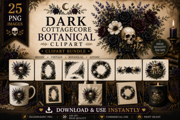 Download Dark Cottagecore Botanical Clipart - Clip Collection