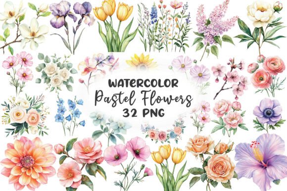Download Watercolor Pastel Flowers Clipart - Clip Collection