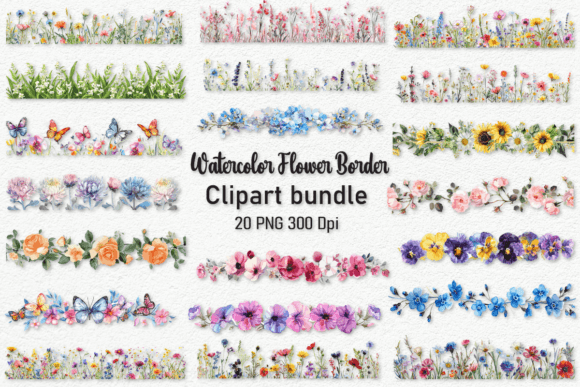 Download Watercolor Flower Borders Clipart Bundle - Clip Collection