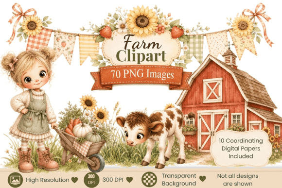 Download Watercolor Farm Clipart Bundle - Clip Collection