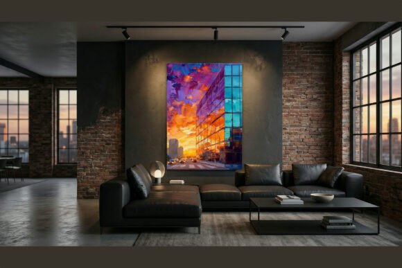 Download Vibrant Sunset Cityscape Impasto - Vibrant Collection