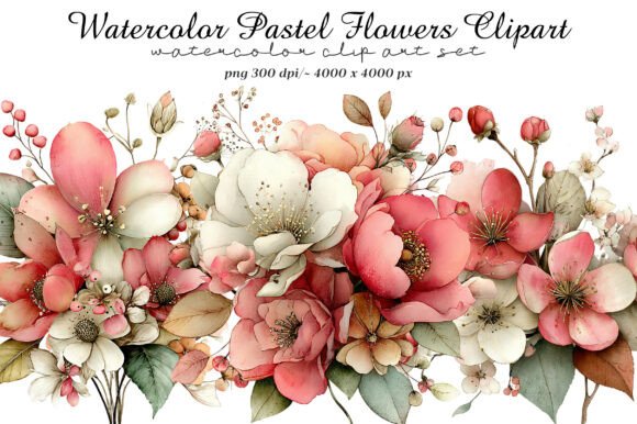 Download Watercolor Pastel Flowers Clipart - Clip Collection