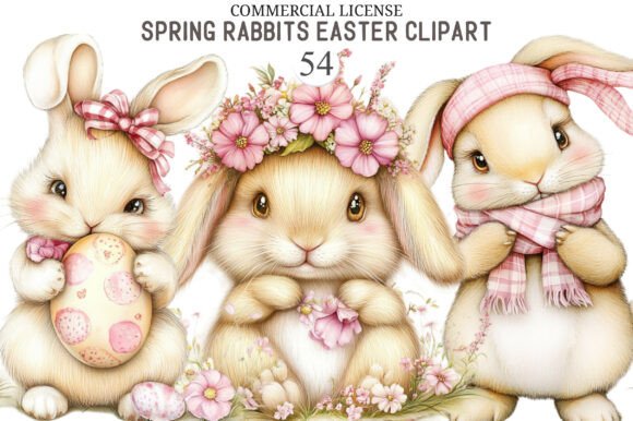 Download Whimsical Spring Rabbits Easter Clipart - Clip Collection
