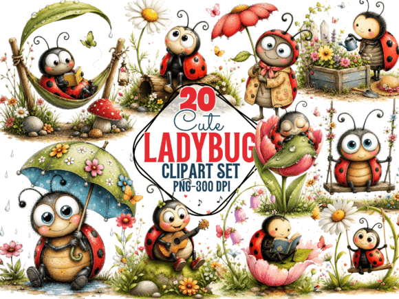 Download Ladybug Clipart Set PNG , Spring Bug - Clip Collection