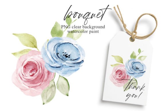 Download Pink, Blue Flowers Watercolor Clipart. - Clip Collection