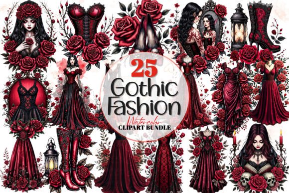 Download Victorian Gothic Fashion Clipart Bundle - Clip Collection