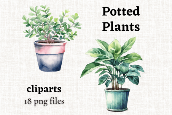 Download Watercolor Potted Plant Clipart Bundle - Clip Collection