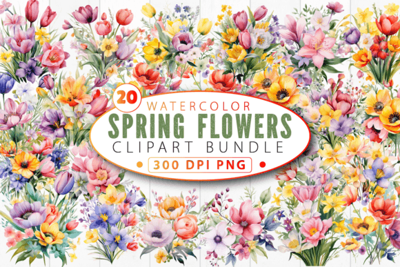 Download Spring Flowers Watercolor Clipart Bundle - Clip Collection