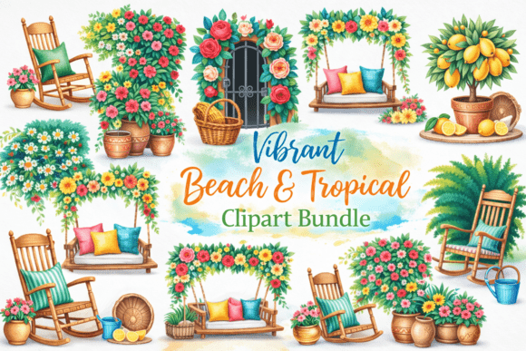 Download Vibrant Beach &amp; Tropical Clipart Bundle - Clip Collection