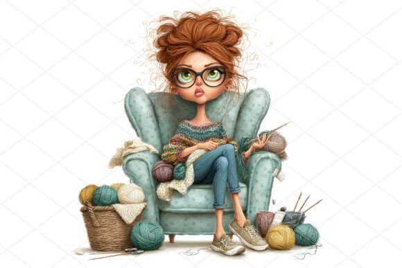 Download Knitting Girl Clipart, Quirky Girl 16JPG - Clip Collection