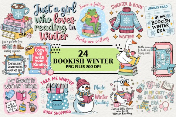 Download Kawaii Bookish Winter Clipart Bundle - Clip Collection